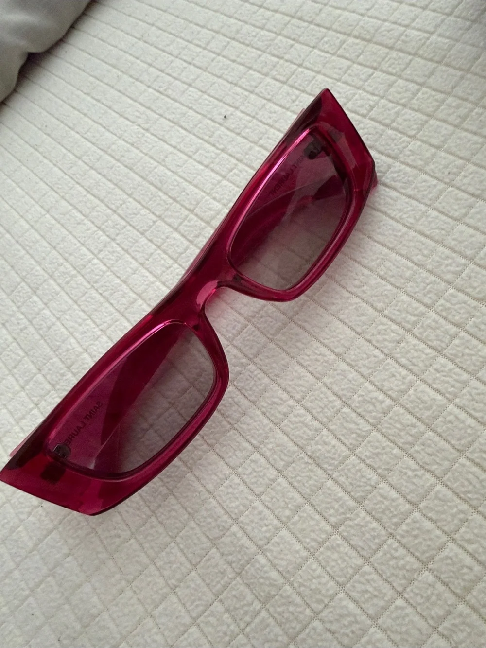Saint Laurent fuchsia acetate cat-eye sunglasses